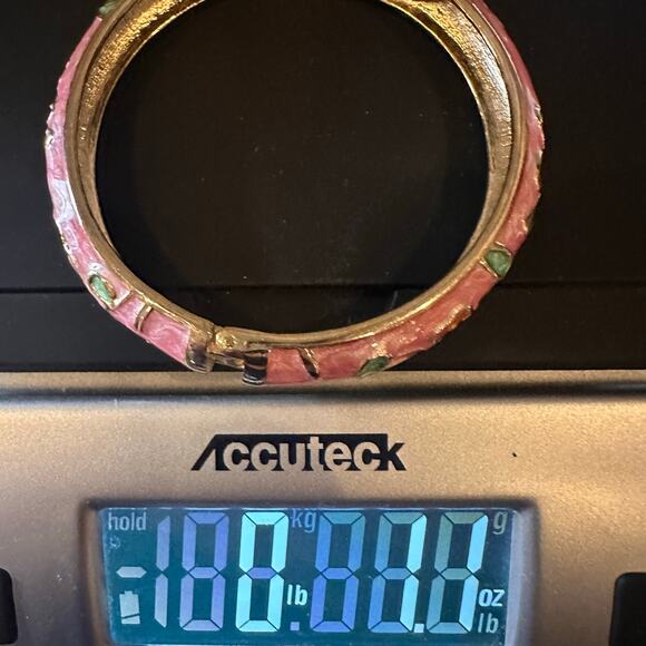 Pink Green Cloisonné Bracelet Jewelry Mark Enamel Preppy Statement Bangle - Picture 8 of 9